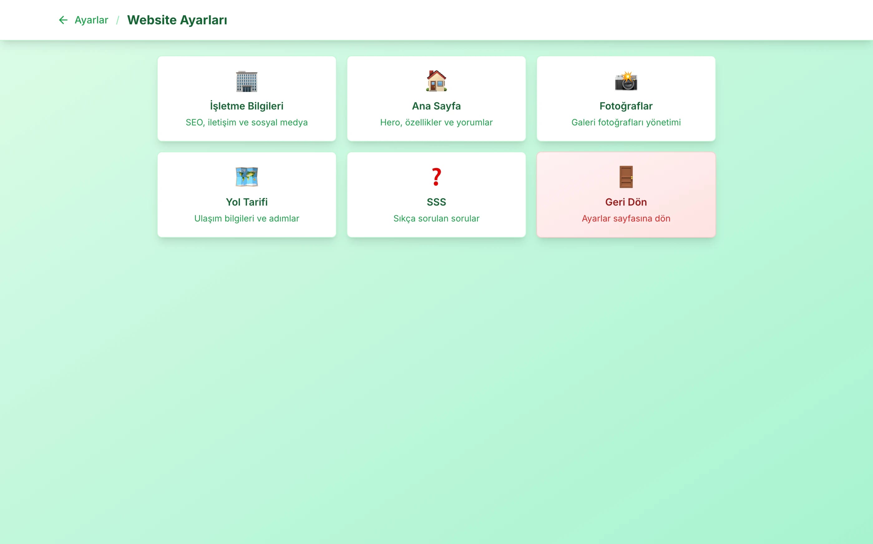 Bungalowcu Website Ayarları - İçerik ve SEO yönetimi